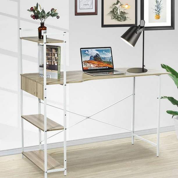 Computer Desk Table Laptop Display 4 Tier Bookshelf Study Writing Home Office